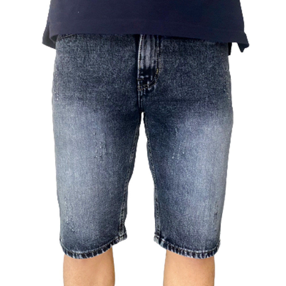 Quần Short Jean Cào Andromeda Phom Đứng Cho Nam Màu Xám Đen Chất Cotton Dày Đẹp Không Ra Màu