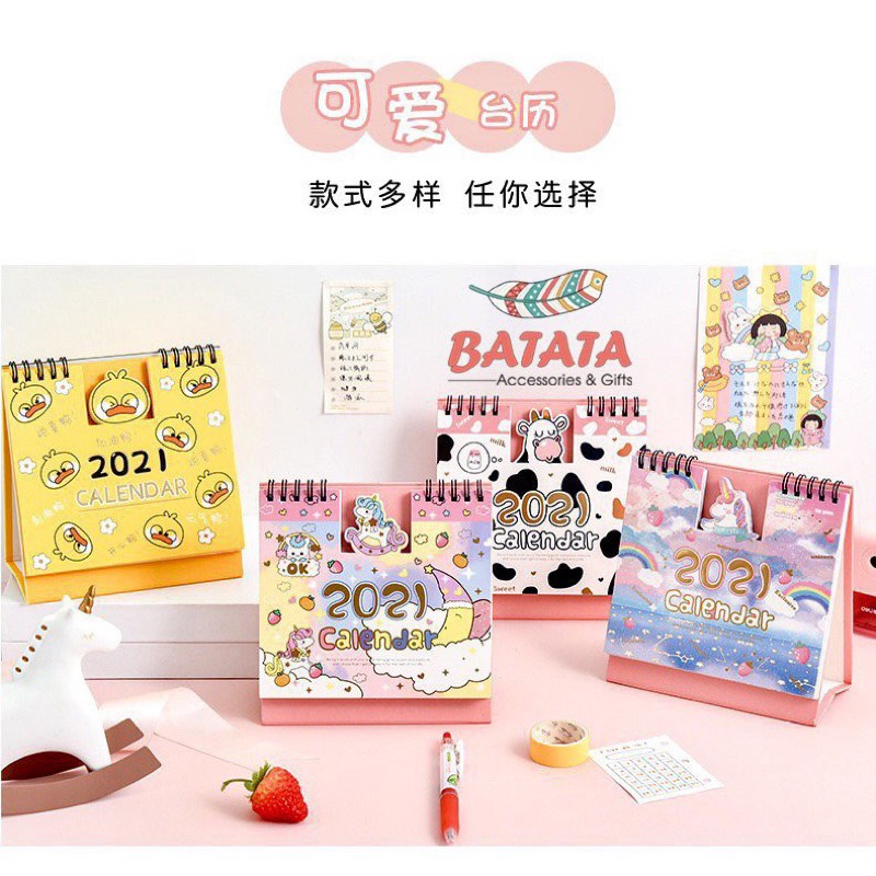 Lịch Để Bàn Năm 2022 Nhiều Họa Tiết Siêu Dễ Thương, Cute, Đáng Yêu Trang Trí Góc Học Tập, Bàn Làm Việc