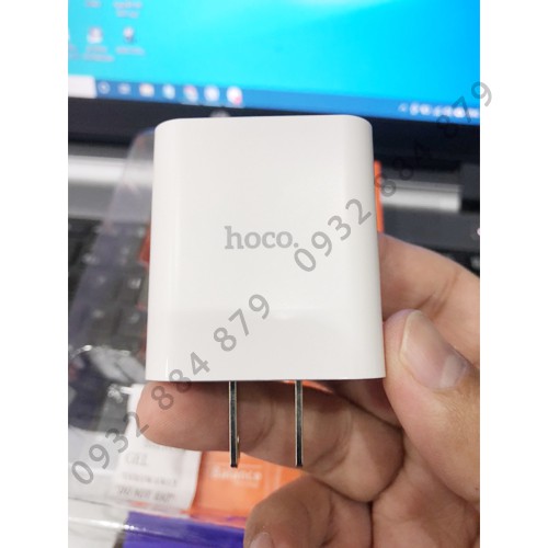 Cốc Sạc Nhanh IPhone/Android PD20W + QC3.0 Hoco C80 Chính Hãng Tích Hợp 2 Cổng Ra USB Và Type C Vật Liệu Chống Cháy