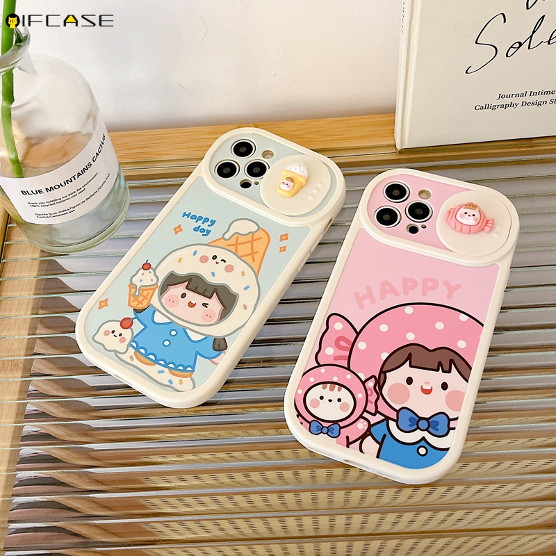 Ốp Điện Thoại Mềm Chống Sốc In Hình Que Kem Đơn Giản Có Nắp Trượt Bảo Vệ Camera Cho iPhone 13 12 11 Pro Max XS Max XR X