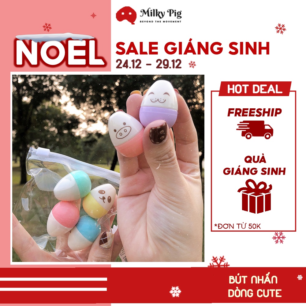 Bút Nhấn Dòng Mini Hình Quả Trứng   - Bút Nhớ Đáng Yêu Độc Đáo MILKY PIG