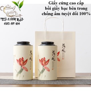 Hộp đựng trà, hũ đựng trà, lon đựng trà giấy cứng bồi giấy bạc cao cấp, chống ẩm tuyệt đối - trà Thái Nguyên Phạm Nga