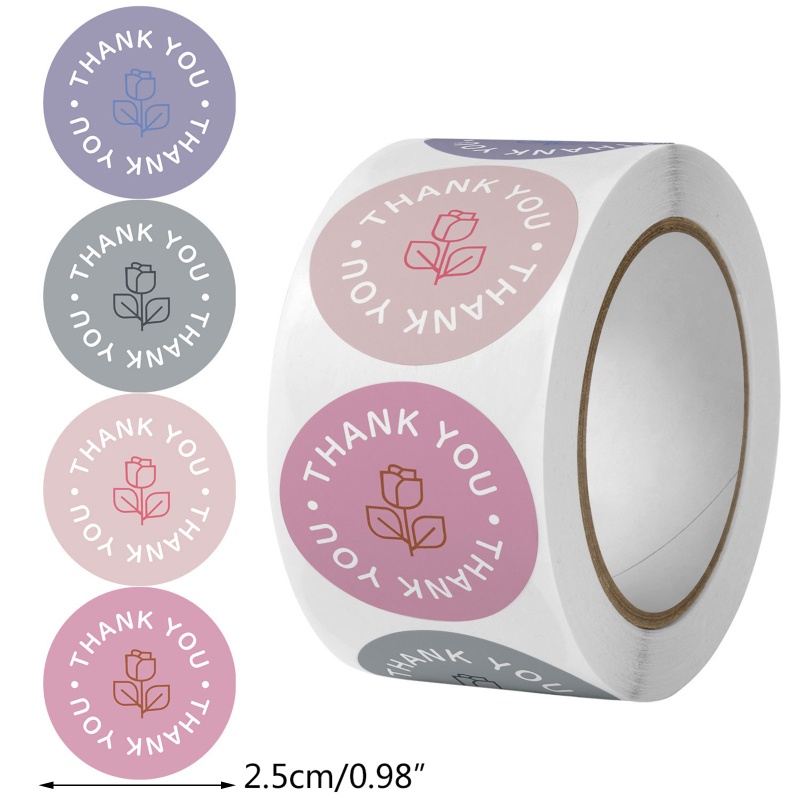 Miếng Dán Hình Tròn In Chữ Thank You Trang Trí Túi Bánh