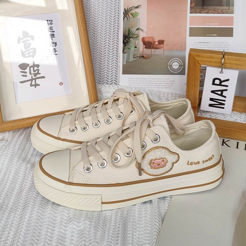 Giày Thể Thao Canvas Họa Tiết Hoạt Hình Dễ Thương Phong Cách Harajuku Cho Nữ
