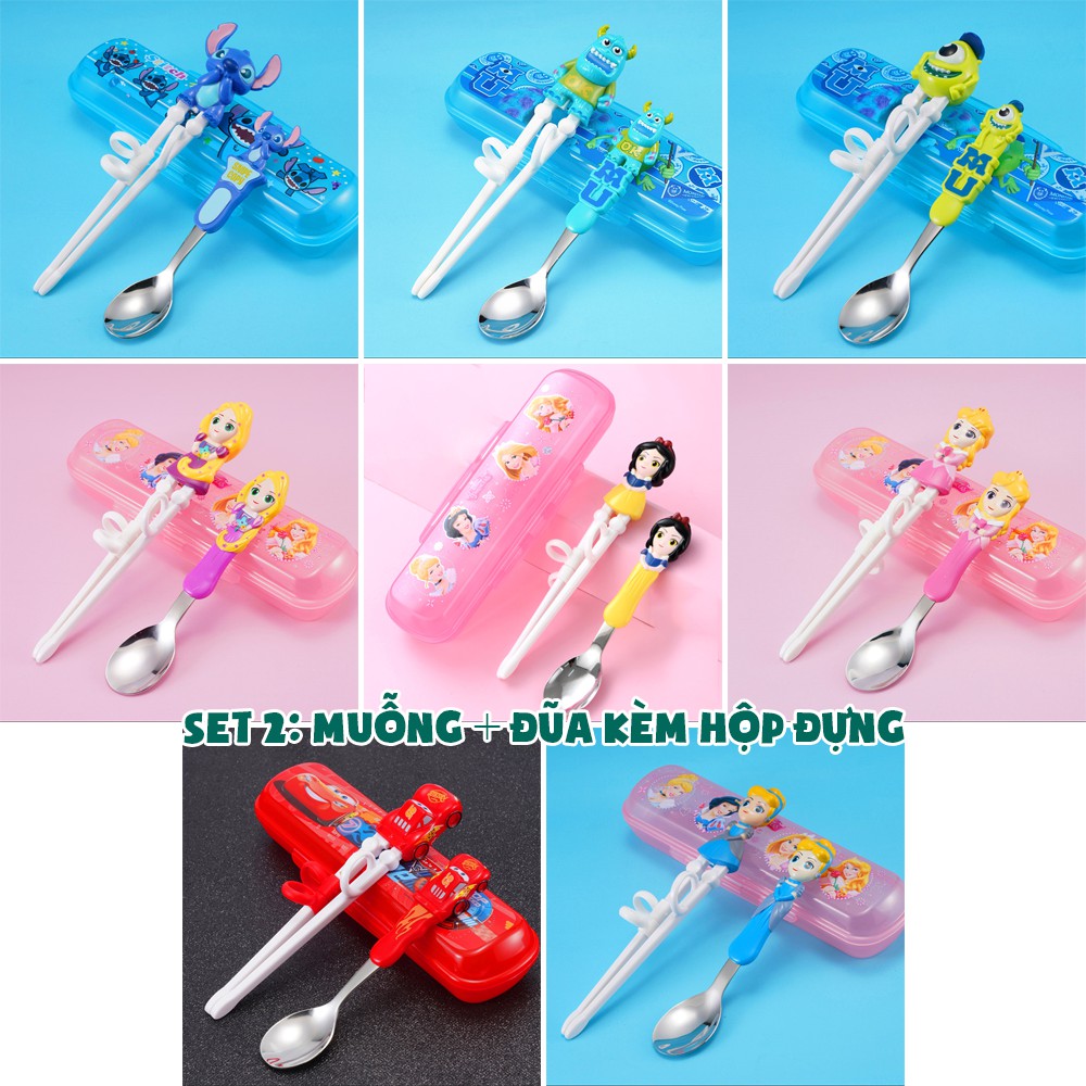 BỘ MUỖNG ĐŨA NĨA DISNEY INOX304 (Hình Mickey/ Minnie/ McQueen/ Elsa/ Mike/ Sulley/ Stitch)