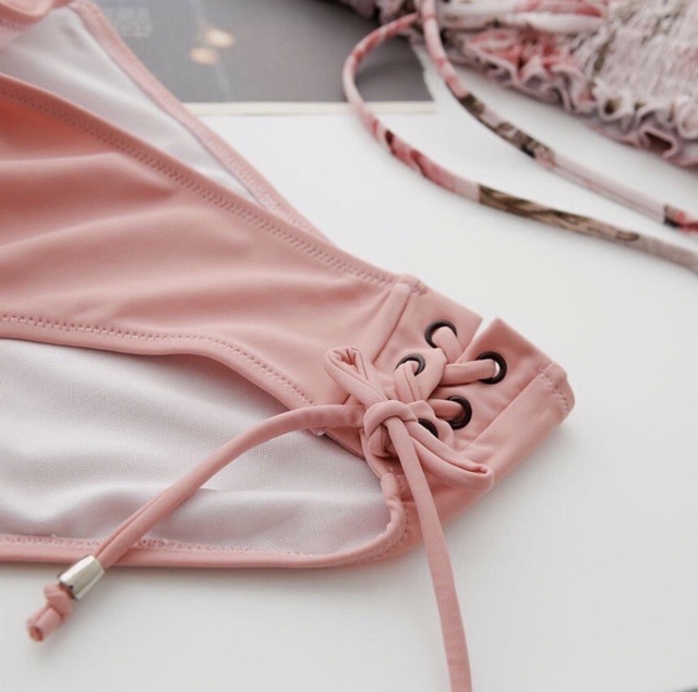 (Ảnh thật)Bikini 2 mảnh bèo nhún màu hồng dễ thương | BigBuy360 - bigbuy360.vn