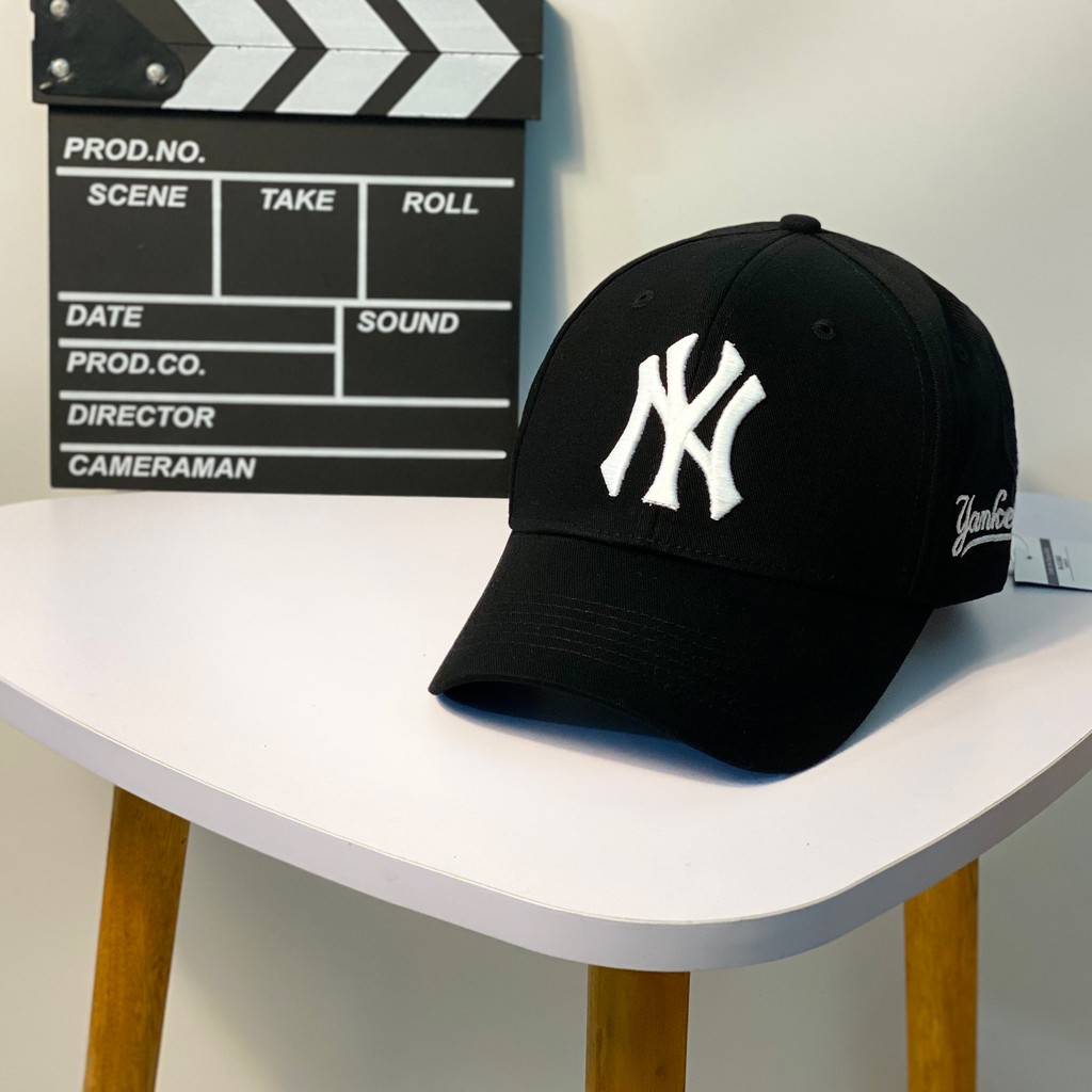 Nón kết Mũ lưỡi trai N.Y đen logo thêu trắng tinh tế dành cho nam nữ Free size, Full hộp