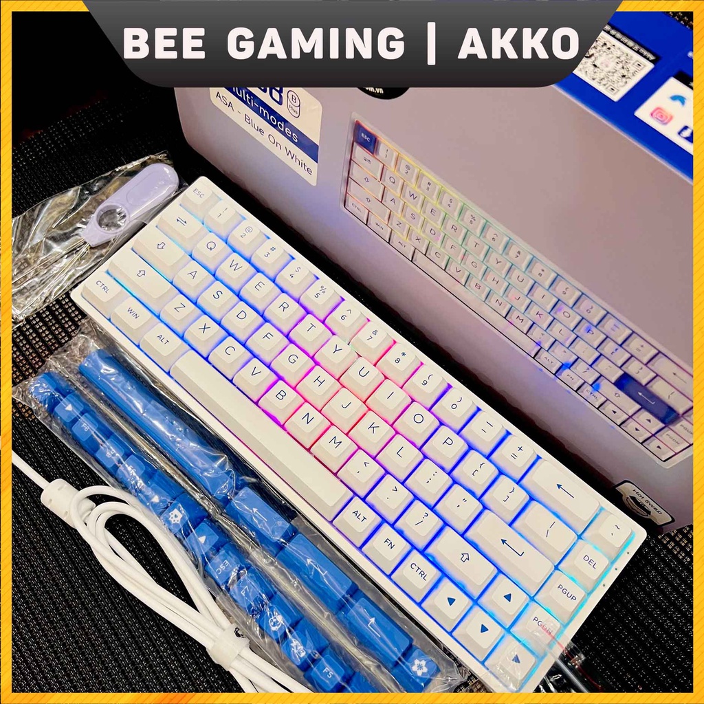 Bàn phím cơ không dây AKKO 3068B Multi-modes Plus - Hàng chính hãng (Bluetooth 5.0 / Wireless 2.4Ghz / Hotswap / RGB)