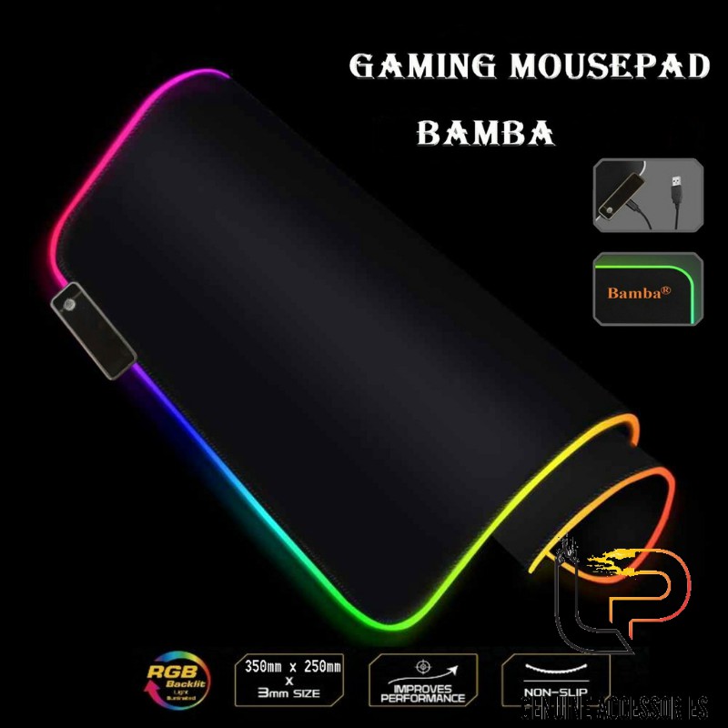 BÀN DI CHUỘT LED B1 - MOUSE PAD BAMBA B1 (25CM*35CM) LED RGB -  LÓT CHUỘT LED B1