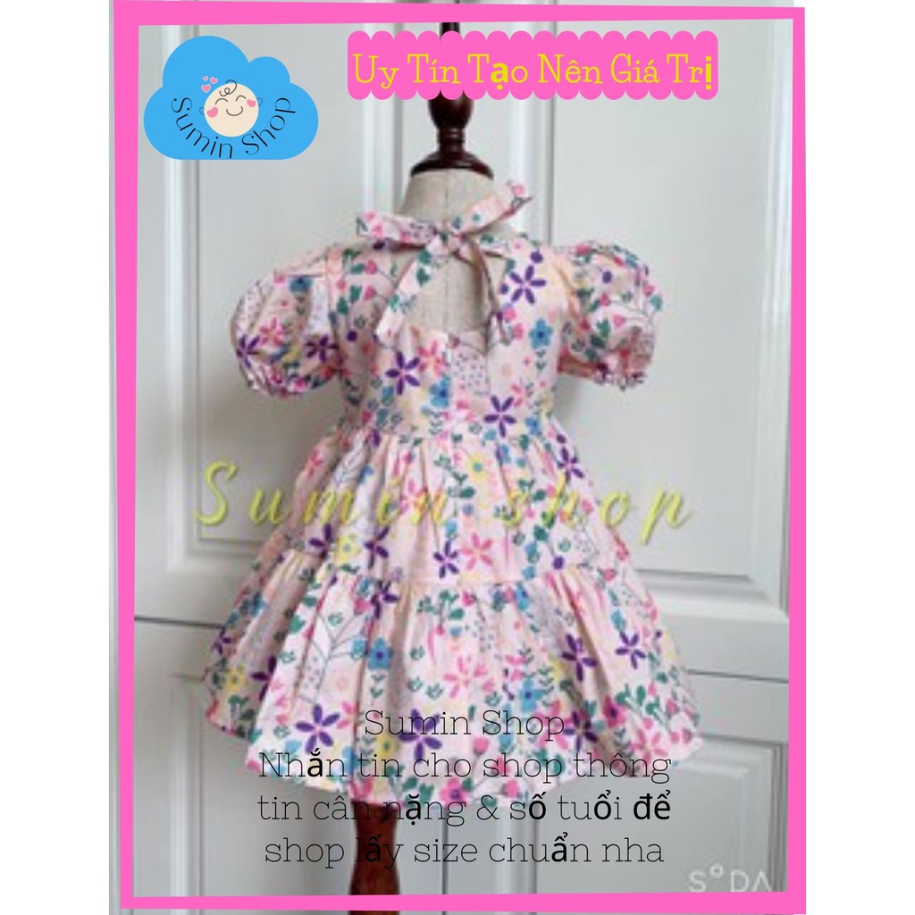 Váy cho bé gái mùa hè họa tiết hoa lá dành cho bé gái sơ sinh, 1 tuổi đến trẻ em 10 tuôi SUMIN KIDS