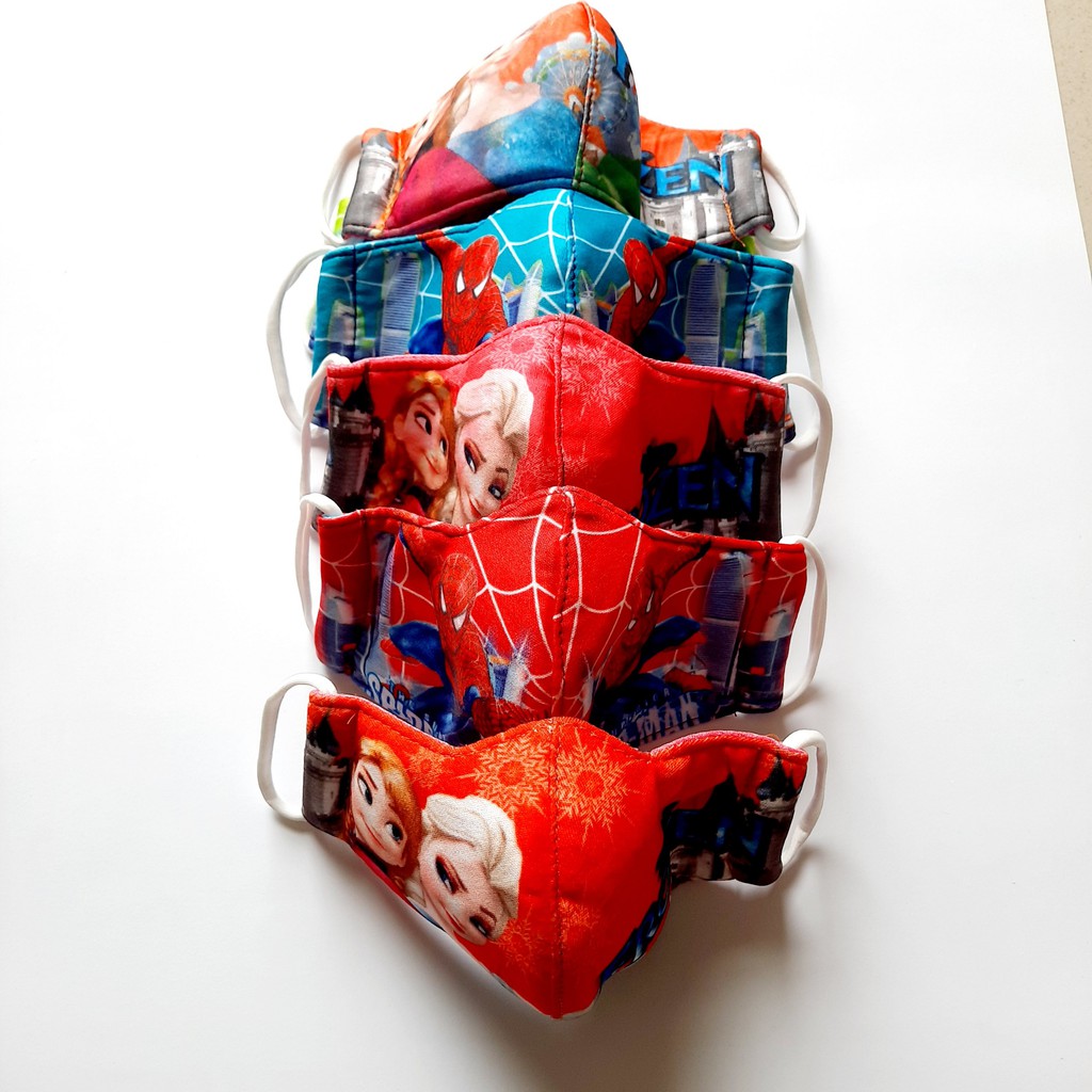 Khẩu Trang Vải Trẻ Em - Công Chúa Elsa + Siêu Nhân Nhện - 1 chiếc | BigBuy360 - bigbuy360.vn
