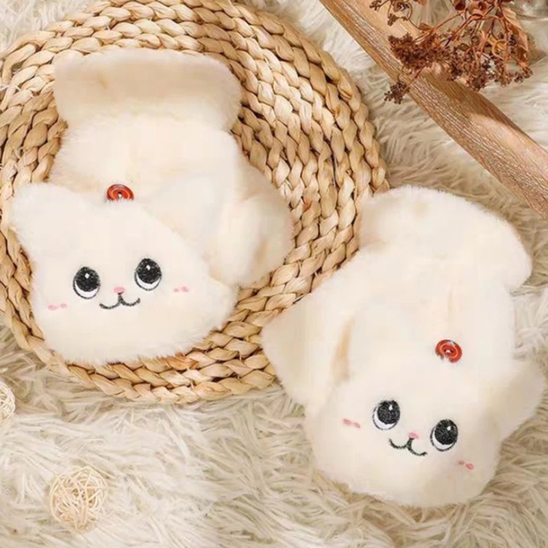 Găng tay hở ngón giữ ấm thiết kế hình mèo dễ thương cho nữ