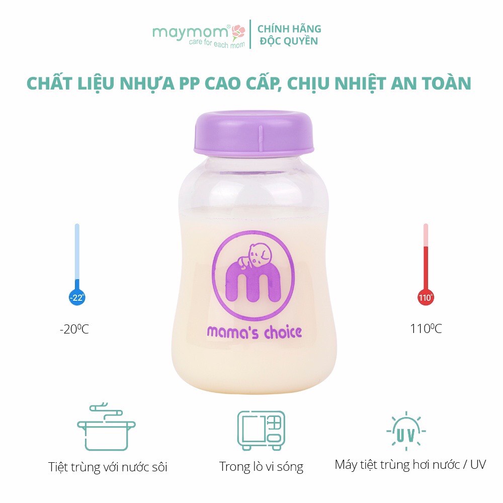 Bình Trữ Sữa Cổ Hẹp Mama's Choice Dung Tích 150ml–240ml Tương Thích Các Loại Máy Hút Sữa Cổ Hẹp
