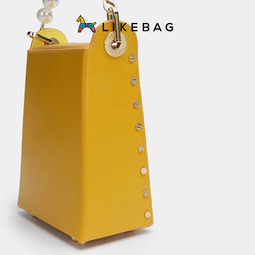 Túi xách nữ đeo vai, cầm tay LIKEBAG form vuông mini phối ngọc trai sang trọng XK289 - LIBAGI