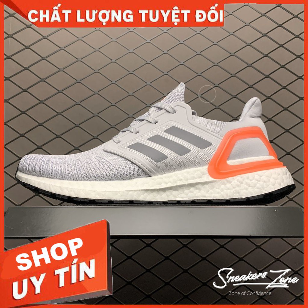 (FREE SHIP + HỘP + QUÀ) Giày thể thao ULTRA BOOST 2020 grey red Xám gót đỏ đế trắng Ultra boost 6.0