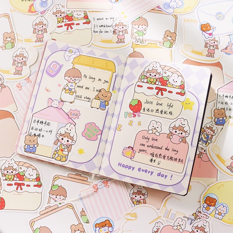 Set 100 Tờ giấy Ghi Chú Note Hoạ Tiết Hoạt Hình Dễ Thương - Tiệm Ốc Sột-PK016