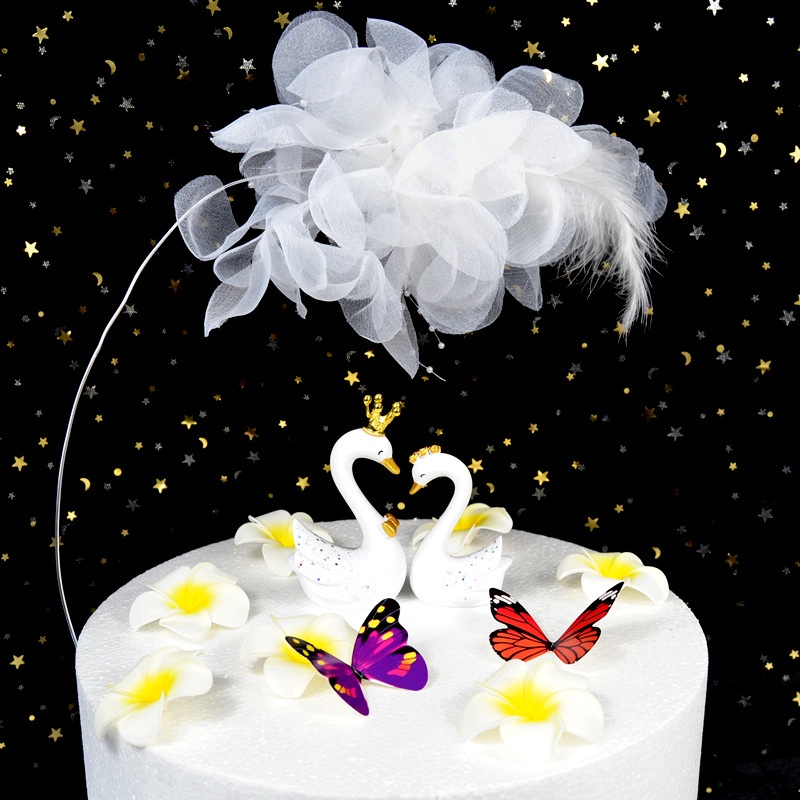 Phụ Kiện Trang Trí Bánh Kem Sinh Nhật Kiểu Lông Vũ Nhiều Màu Sắc Dễ Thương