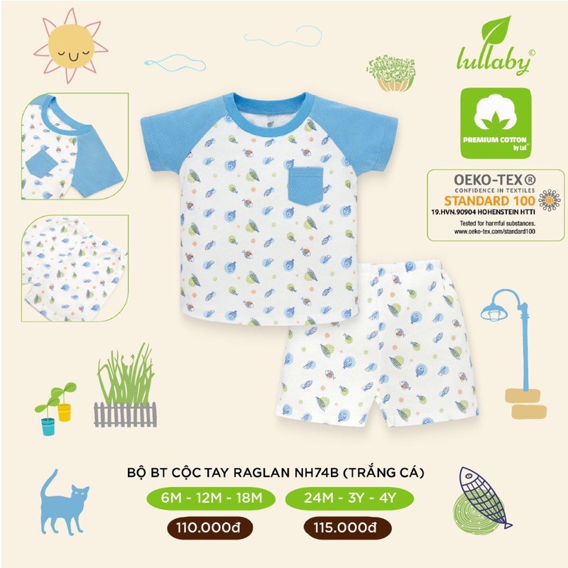 Bộ cộc tay bé trai/bé gái Lullaby 2021 (Sz 6m-4y)