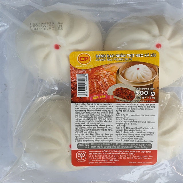 Bánh bao cao cấp CP nhân thịt heo BBQ
