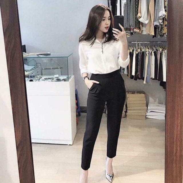 Quần Baggy umi hàn l1,khoá giọt lệ sườn lên dáng lịch sự đi làm đi chơi đi học đều được