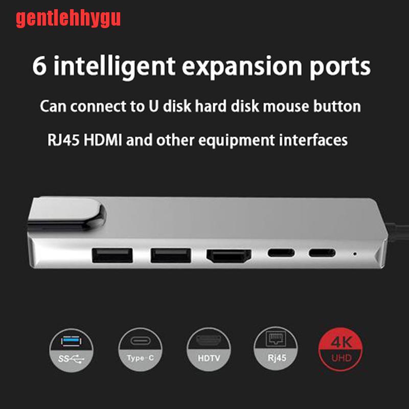 Bộ Chuyển Đổi 6 Trong 1 Usb Hub Type C Sang Usb 3.0 Hdmi 1000mbps Rj45