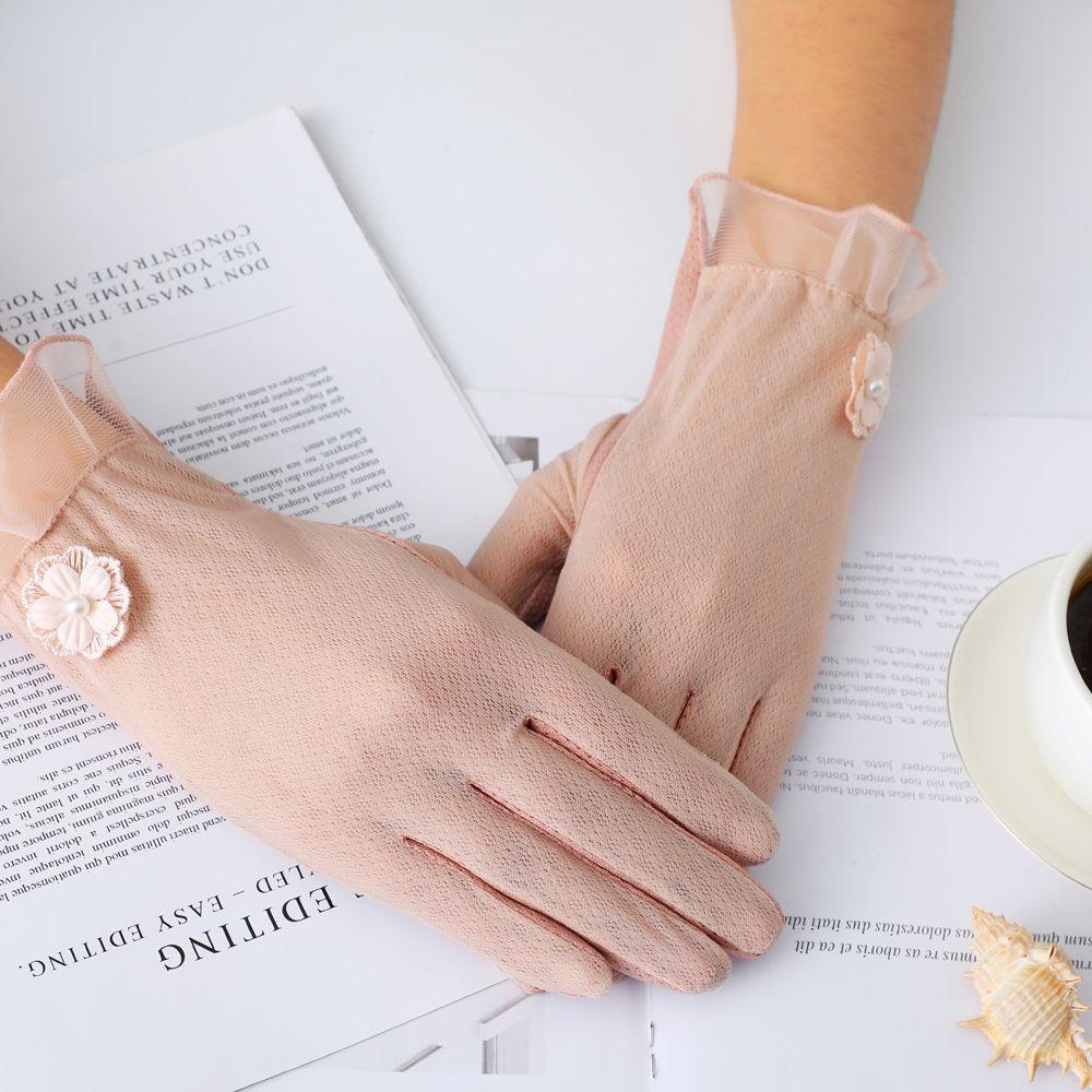 Găng Tay Lái Xe Ngắn In Hoa Đơn Giản Dễ Thương Có Thể Chạm Màn Hình Cảm Ứng Cho Nữ