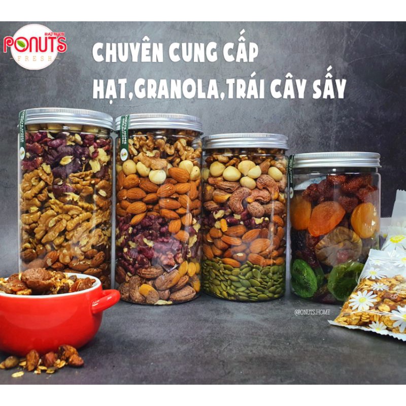 HẠT DINH DƯỠNG PONUTS MIX SẤY GIÒN- ( 500gr - 250gr TẶNG KÈM HỘP) - (4 LOẠI HẠT TỔNG HỢP)