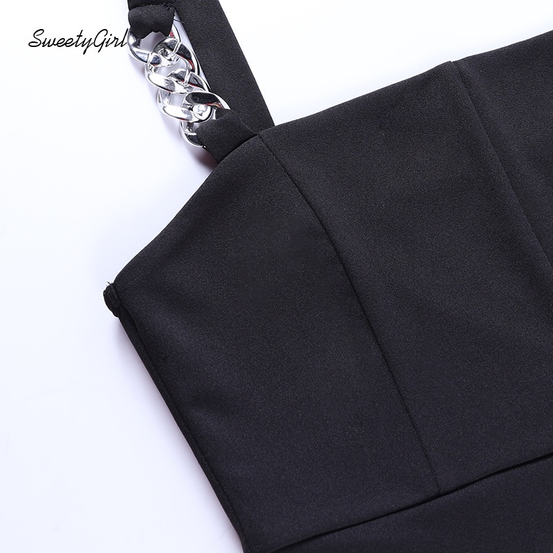 Áo tank top màu trơn phối dây xích kim loại thời trang dành cho nữ