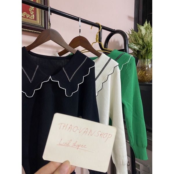 Áo len cổ sen bánh bèo siêu sịn sò Hàng sẵn tại shop bốn màu siêu đẹp