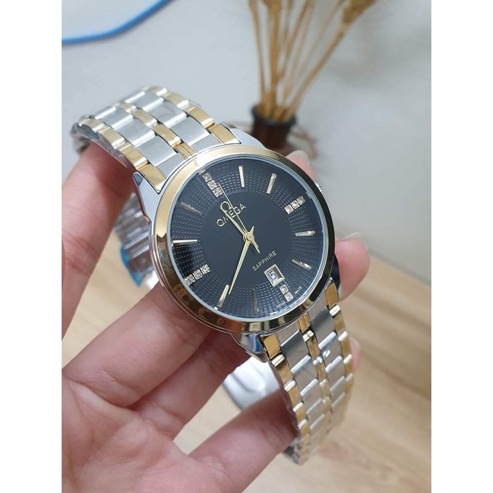 Đồng Hồ Nam Omega OM037 Dây Thép Khung Thép Chống Xước, Chống Nước - TẶNG 1 Vòng tỳ Hưu + 1 pin AG4- Bảo hành 24 tháng