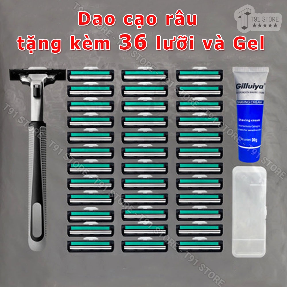 Bộ dao cạo râu 2 lưỡi công nghệ mới kèm 36 đầu thay thế tiện lợi - Tặng kèm tuýp kem cạo râu cho chàng thêm bảnh bao