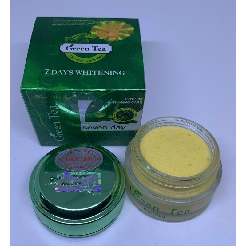 Kem Green Tea Huashuli Seven Day dưỡng Trắng Da trà xanh dành cho da nám và tàn nhang