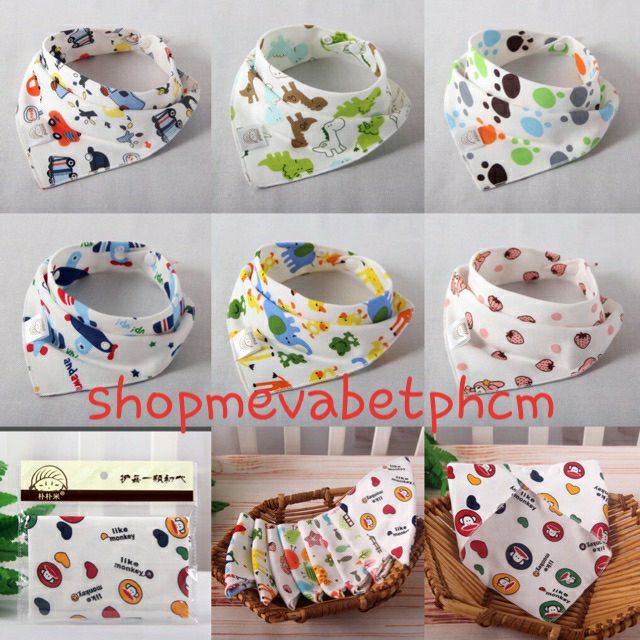 Yếm cotton cúc bấm cho bé