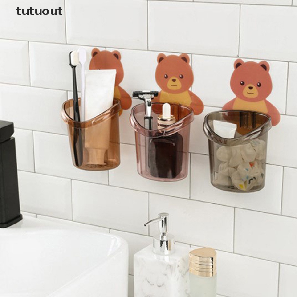 Giá Đỡ Bàn Chải Đánh Răng / Cốc Súc Miệng Gắn Tường Hình Gấu Teddy Dành Cho
