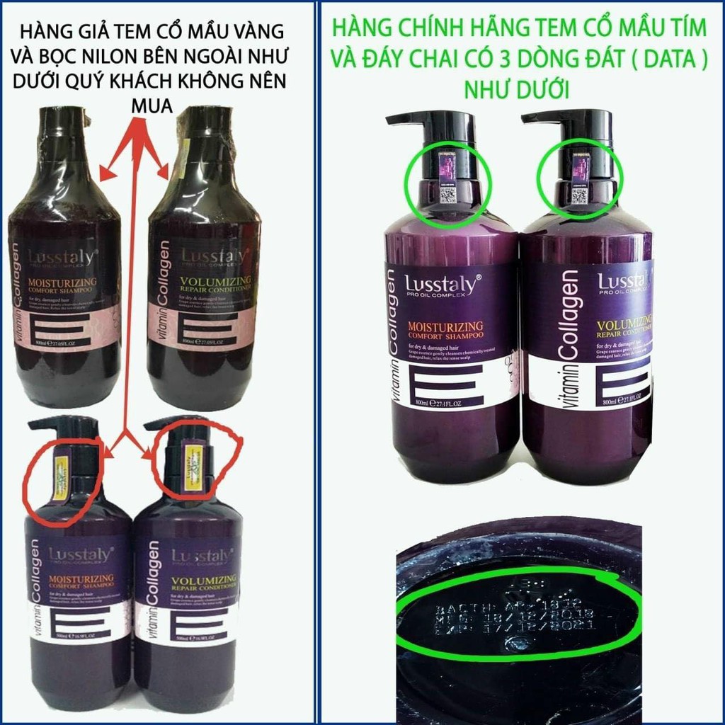 Chính Hãng - [ Lusstaly ] Dầu Gội Dầu Xả Lusstaly Vitamin E 500ML x 2 Phục Hồi Hư Tổn Tri Rụng Không Gàu-Ngứa -Tặng Tinh