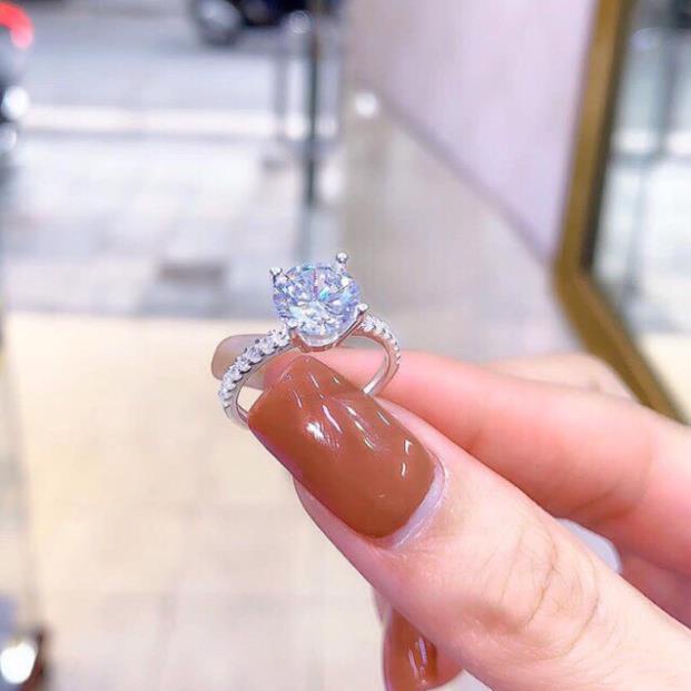 Nhẫn nữ bạc ta đá chủ 8ly sáng đẹp _bạc kim hưng