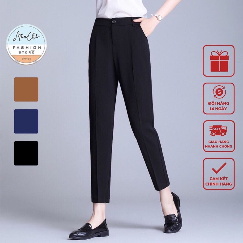 Quần Vải Nữ , Quần Baggy Nữ Cao Cấp Siêu Đẹp Gồm 2 Màu Đen Và Xanh Than, Đủ Size