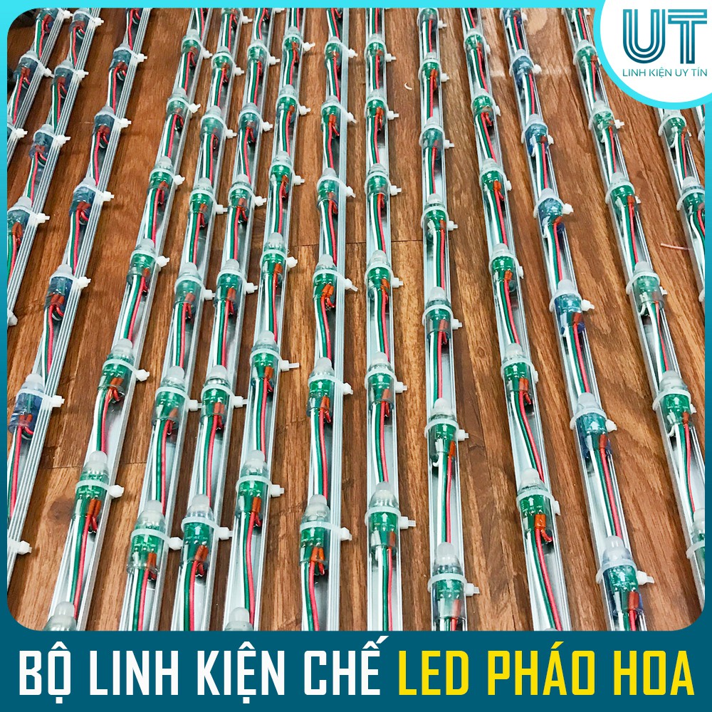 COMBO LINH KIỆN CHẾ LED PHÁO HOA - Trọn bộ 24 tia led + nguồn + Mạch Điều Khiển + Khung Led