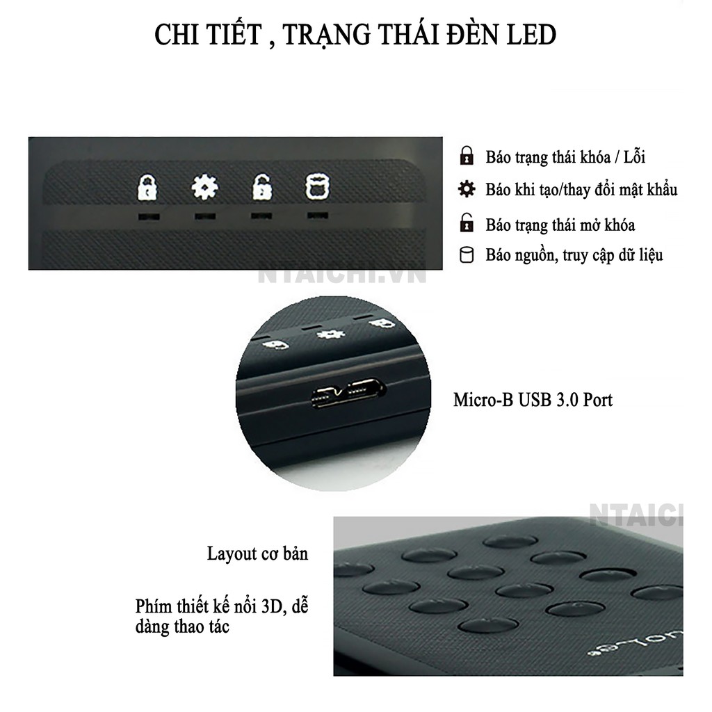 BOX ĐỰNG Ổ CỨNG 2.5” SATA3 MÃ HÓA BẢO MẬT , USB 3.0
