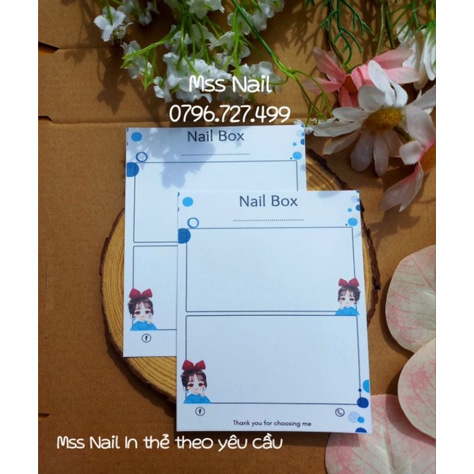 thẻ theo yêu cầu, giấy nail box, giấy nail box thiết kế, thẻ nail box , bìa nail box, giấy nail
