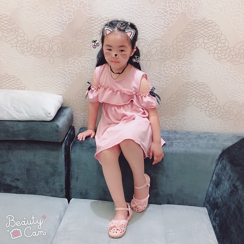 Dép sandal bé gái đính nơ ren A01 size 15-30