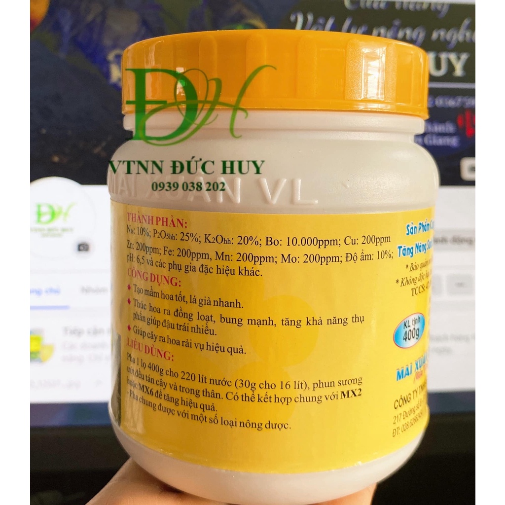MX FBo hũ 400gr -Phân bón lá hỗn hợp NPK - Ra hoa cực mạnh Cây ăn trái