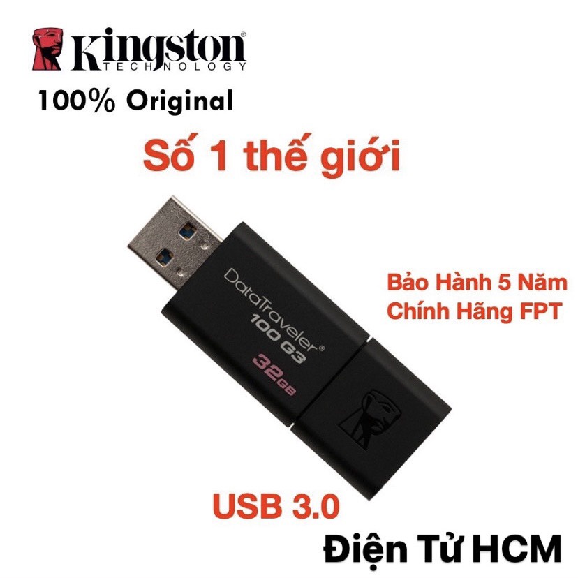 Ổ cứng di động USB 3.0 Kingston -16GB, 32GB, 64GB, 128GB-Bảo Hành 5 Năm-Hàng Chính Hãng FPT