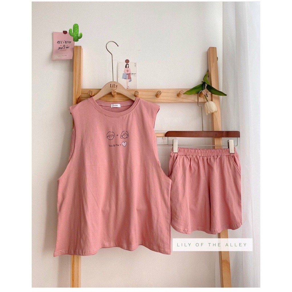 Set bộ nữ đùi ba lổ tank top kèm áo quây quần đùi rộng cá tính - PC