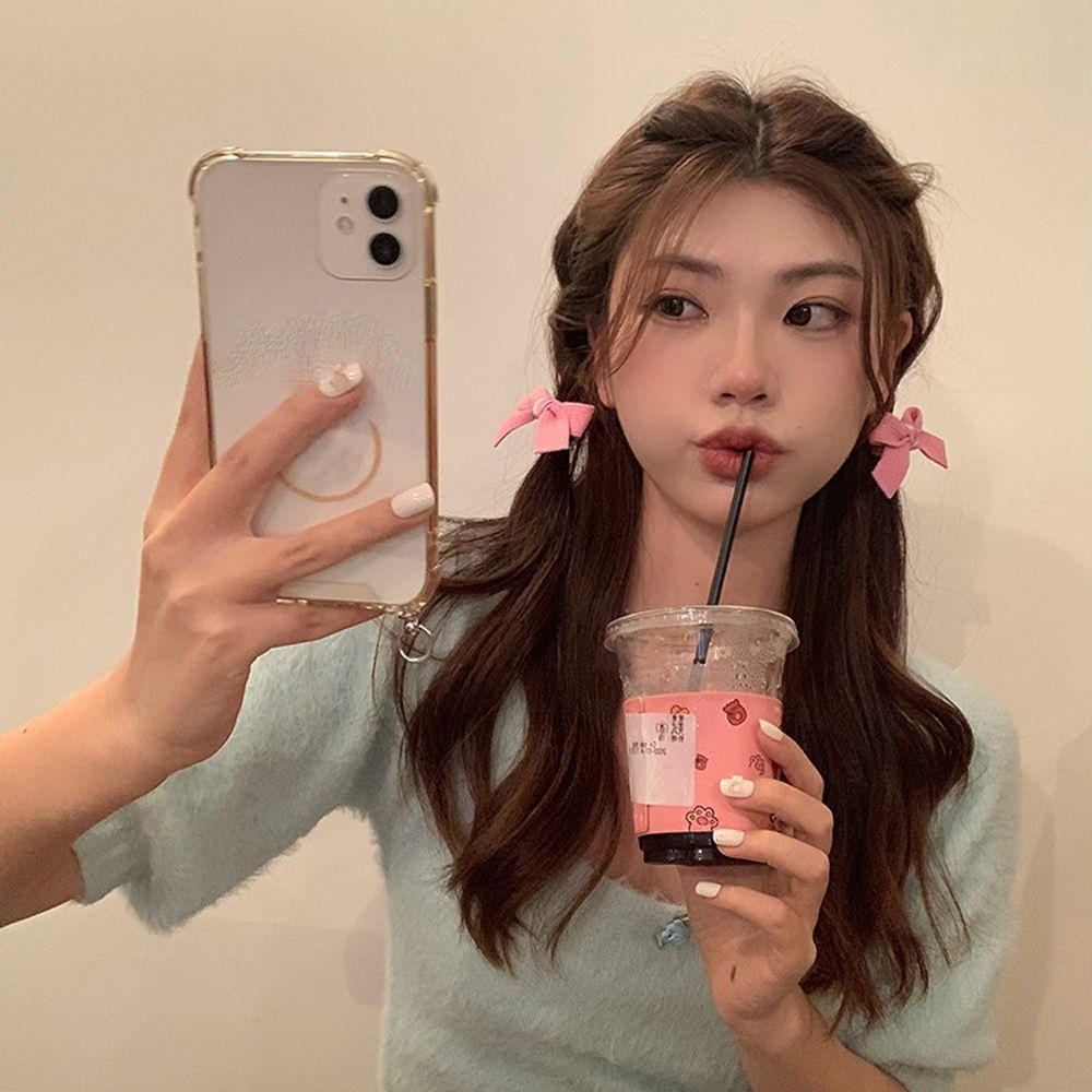 IVORY Bộ 2 Dây Buộc Tóc Mini Phong Cách Hàn Quốc Cổ Điển Thời Trang Cho Nữ