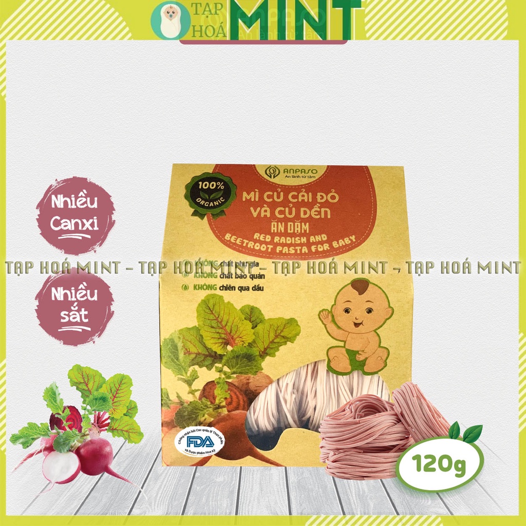 Mì rau củ hữu cơ cho bé ăn dặm Anpaso gói 120g - Tạp hóa mint