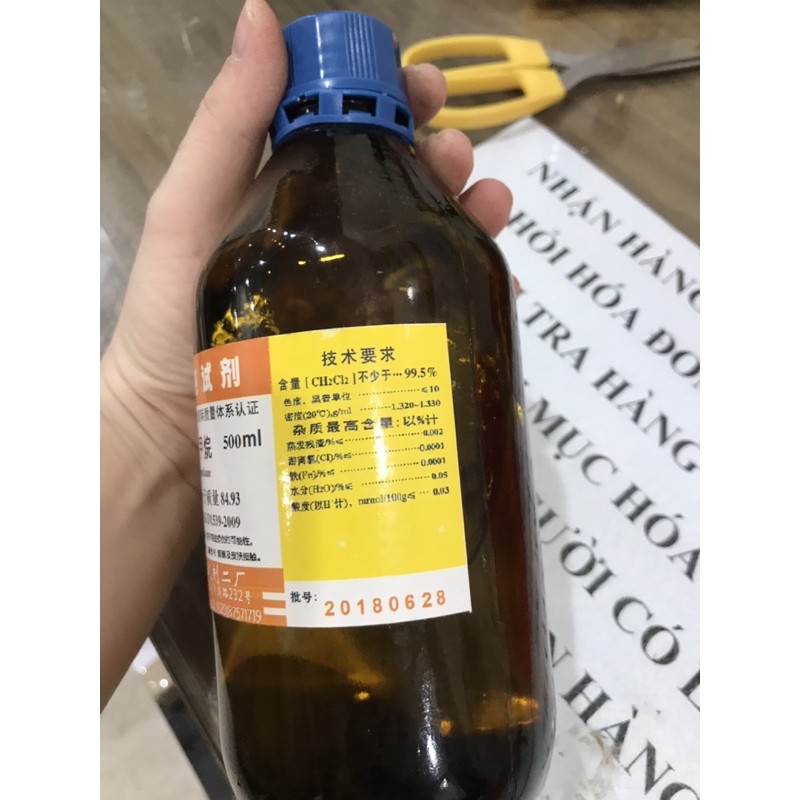 Hoá chất Dichloromethane CH2Cl2 chai 500ml Methylene chloride MC DCM CAS 75-09-2 ch2cl2