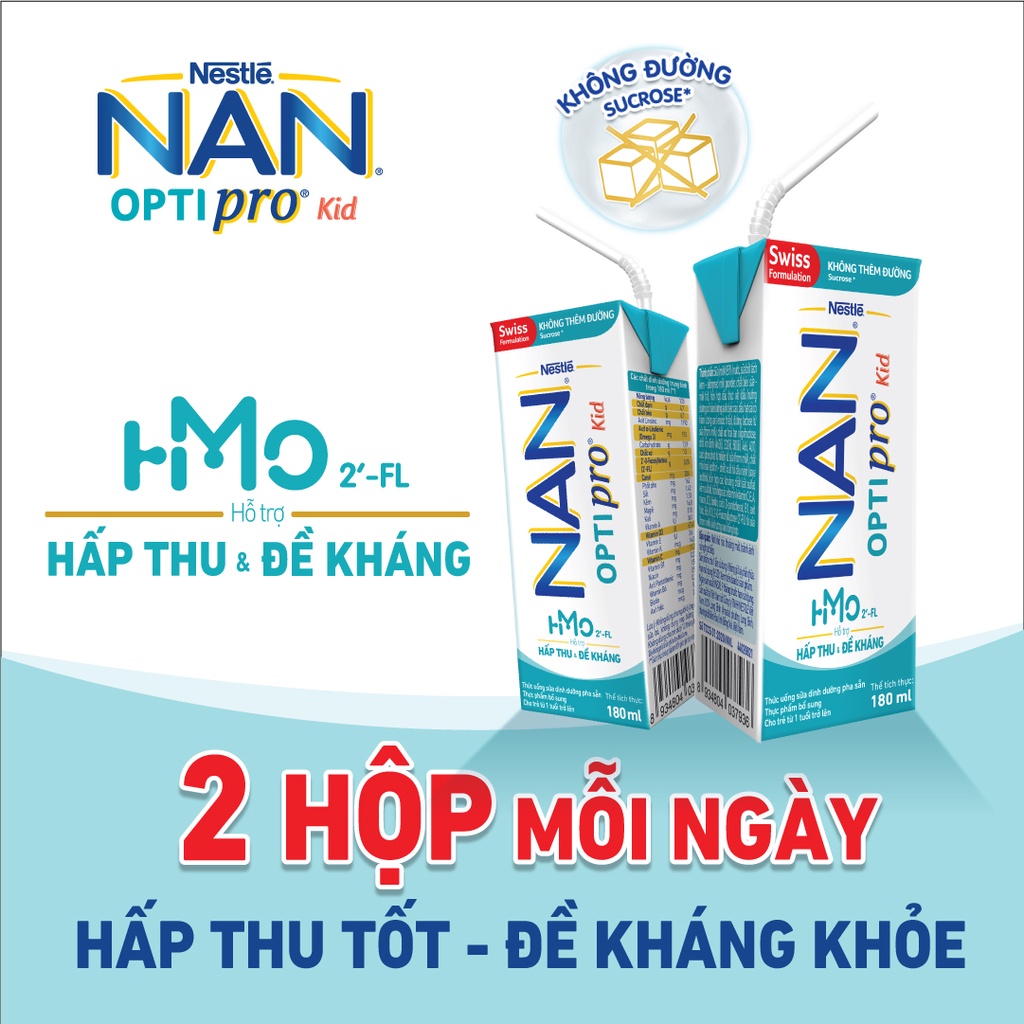 [FMCGMALL -8% đơn từ 250K]  Thùng 24 Hộp Sữa Dinh Dưỡng Pha Sẵn Nestlé NAN OPTIPRO Kid 3x(8x180ml) - MUA 7 TẶNG 1