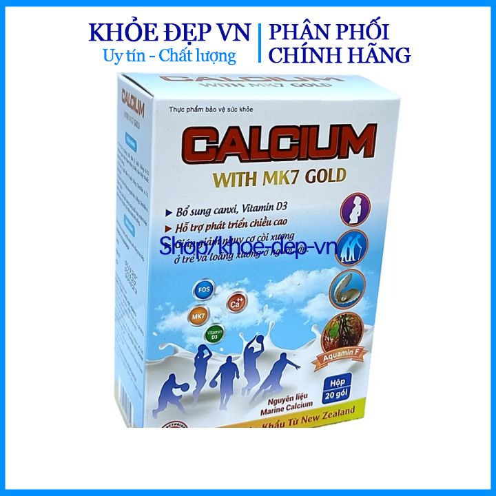 Calcium With MK7 Gold -Canxi sữa tăng chiều cao, chắc khỏe xương cho bé từ 6 tháng- Hộp 20 gói