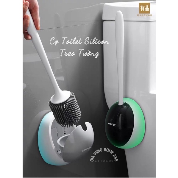 Cọ Vệ Sinh ECOCO Dán Tường Cao Cấp, Cọ Toilet Tròn Sợi Silicon Mềm Cọ Rửa Sạch Sẽ Chống Bắn Nước